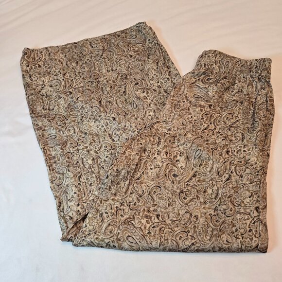 PHILOSOPHY  Wide Leg Pull On Elastic Waist Pants Sz:  XS/TP Green/Gray/Silver - Picture 1 of 7